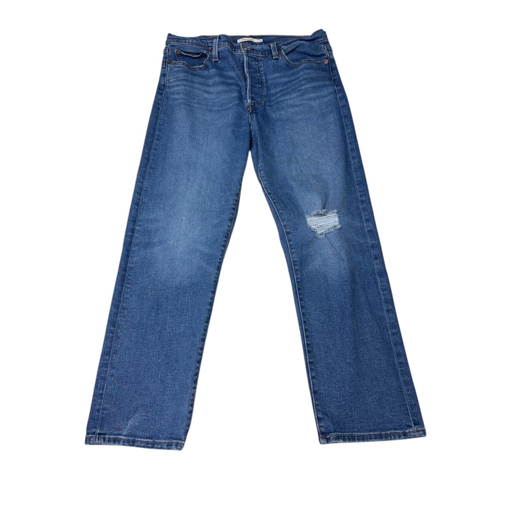 Levi Strauss Co Wedgie Straight Jeans Medium Wash Distressed Button Fly 32x28